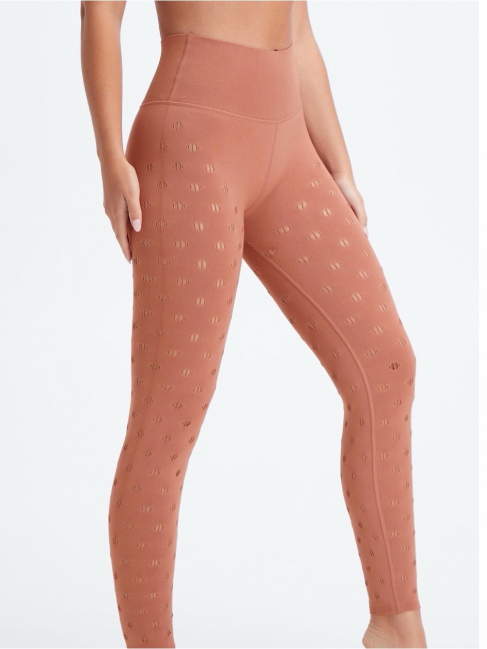 Fabletics NWT High-Waist Textured Seamless Leggings - Rust